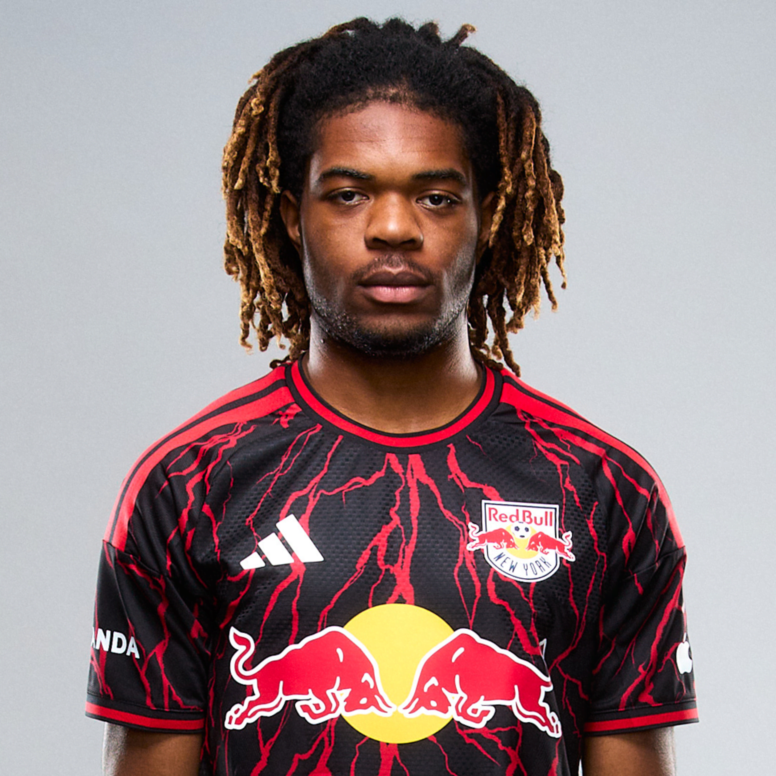 Red Bull New York defender Joyeux Masanka Bungi poses for a portrait. (Photo courtesy of Red Bull New York)