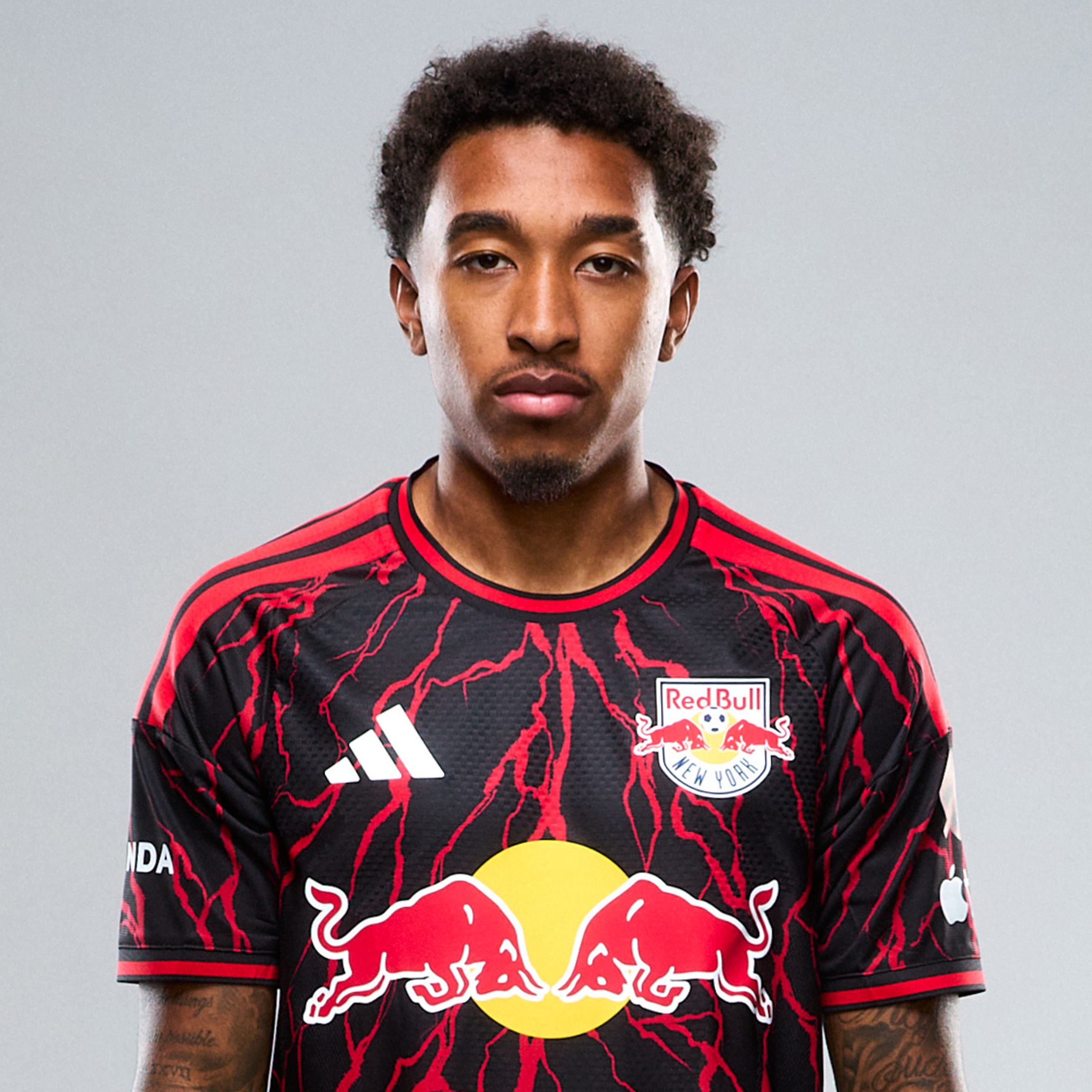 Red Bull New York defender Jahkeele Marshall-Rutty poses for a portrait.