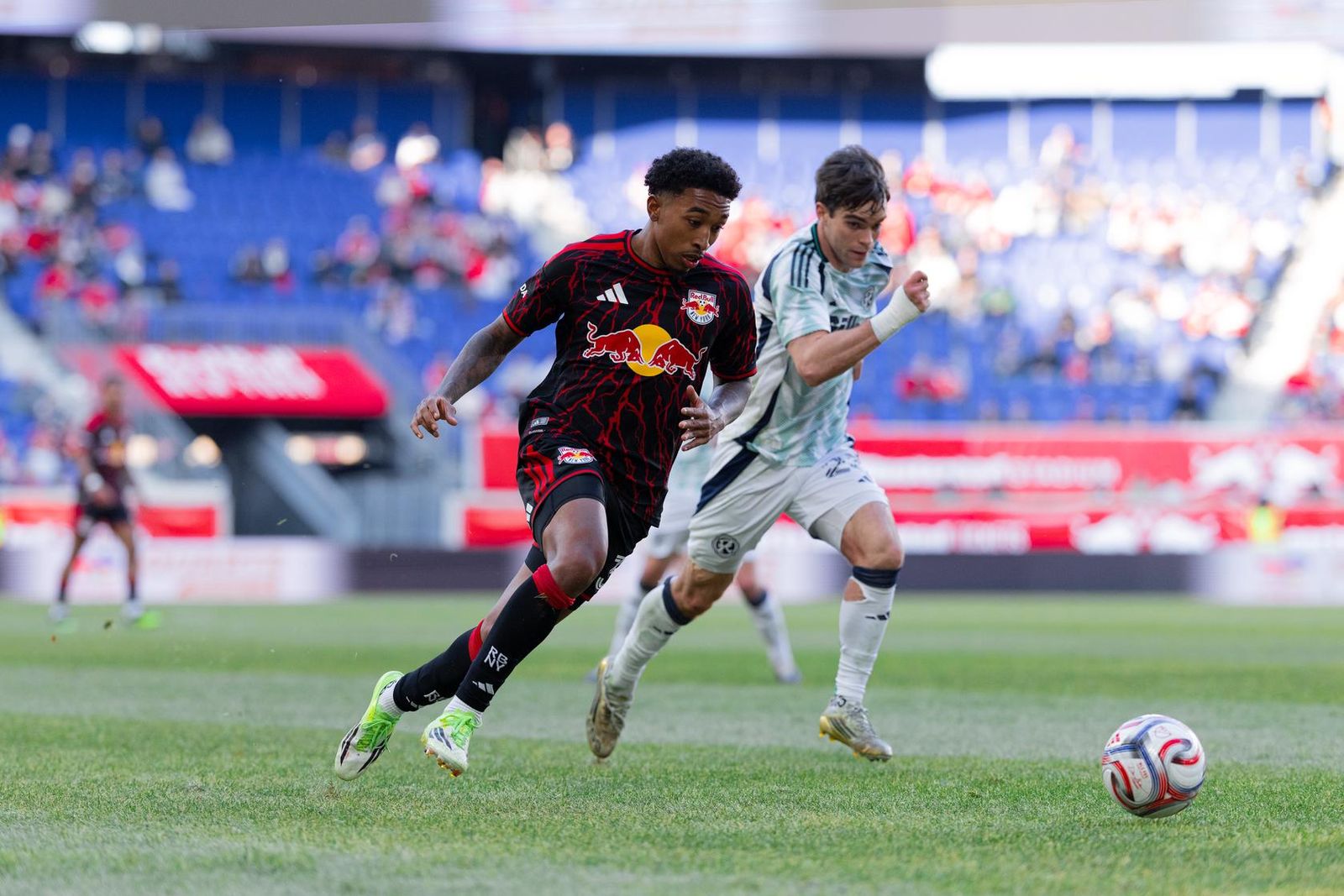 Red Bull New York defender Jahkeele Marshall-Rutty in action against the New England Revolution.