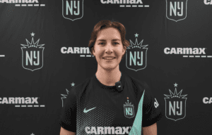 Gotham FC captain Tierna Davidson speaks with the media.