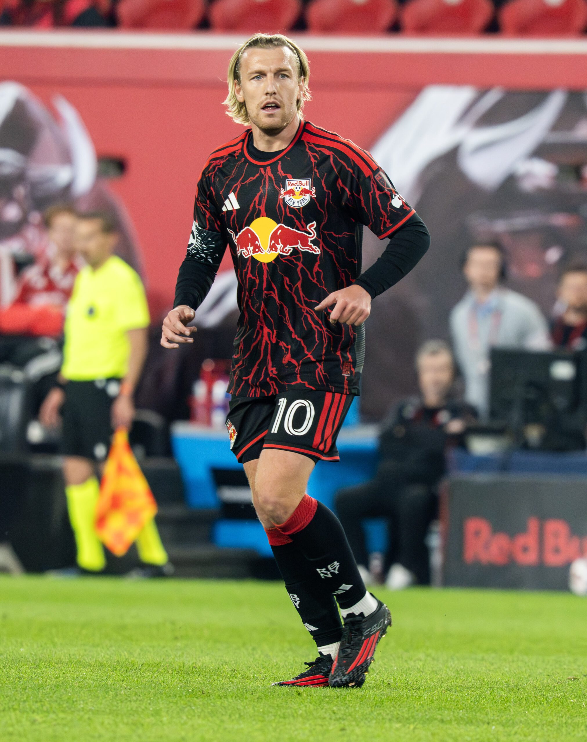 Red Bull New York midfielder Emil Forsberg  in action.