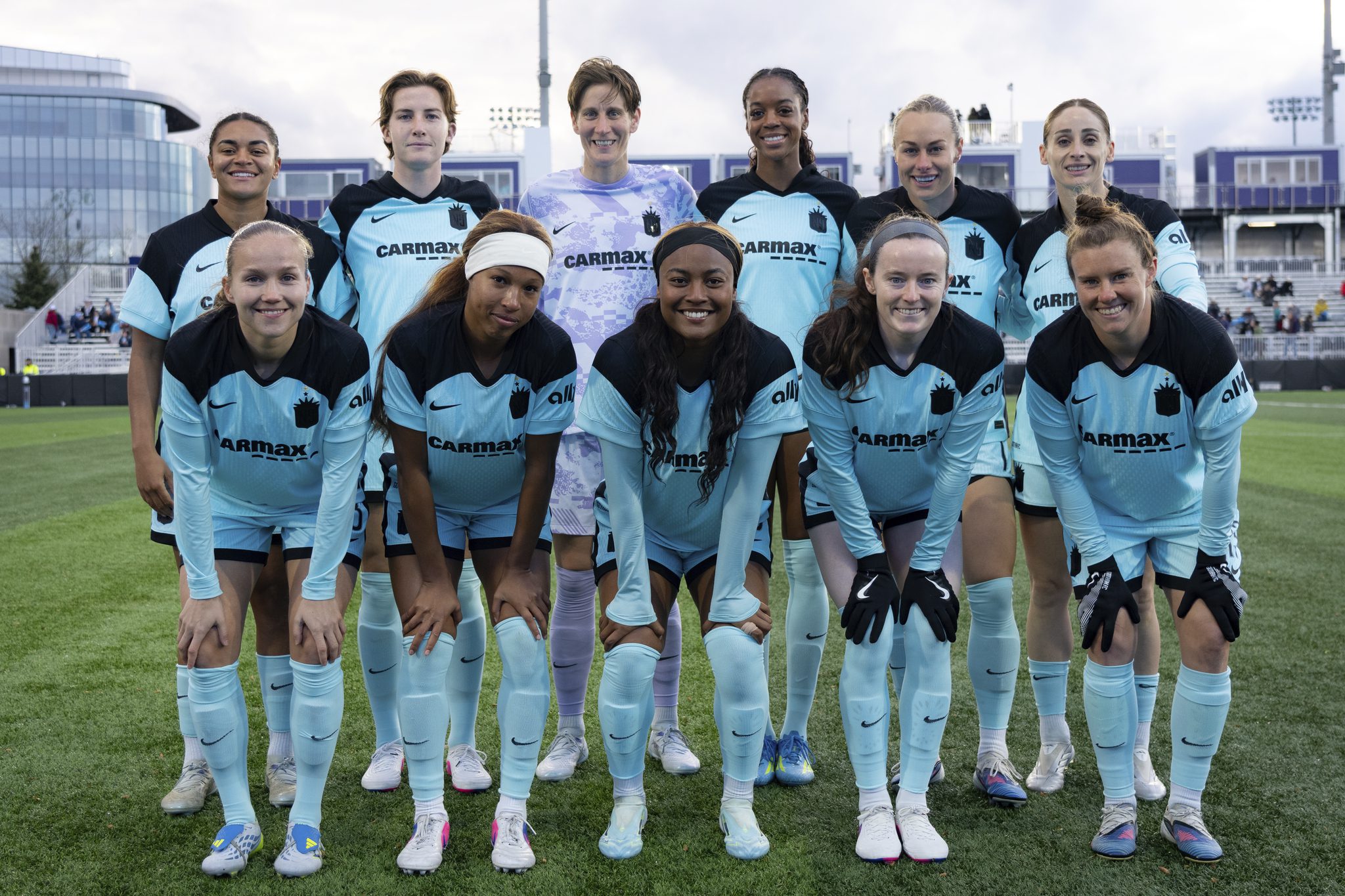 Gotham FC players line up before an away match against Chicago Stars FC. (Photo courtesy of Gotham FC)