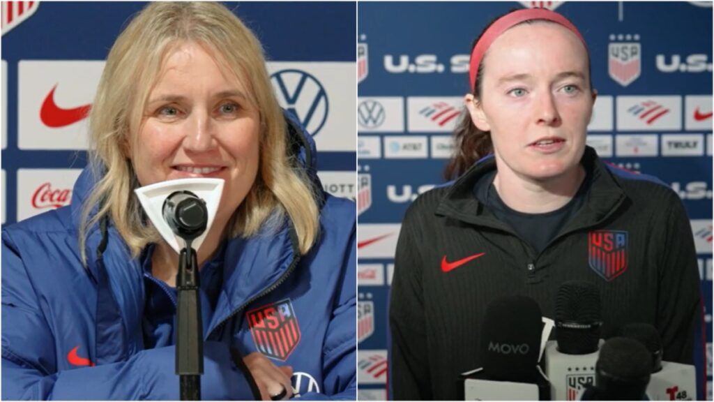 USWNT head coach Emma Hayes and midfielder Rose Lavelle speak to the media.