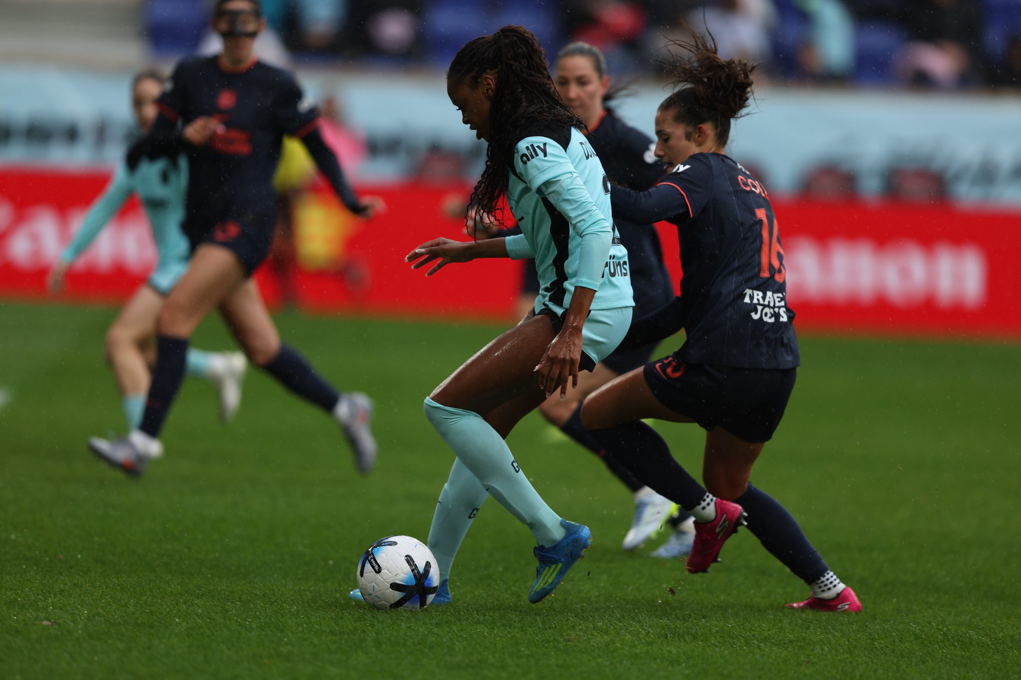 Gotham FC forward Jordynn Dudley controls the ball.
