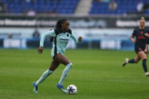 Gotham FC forward Jordynn Dudley advances the ball.