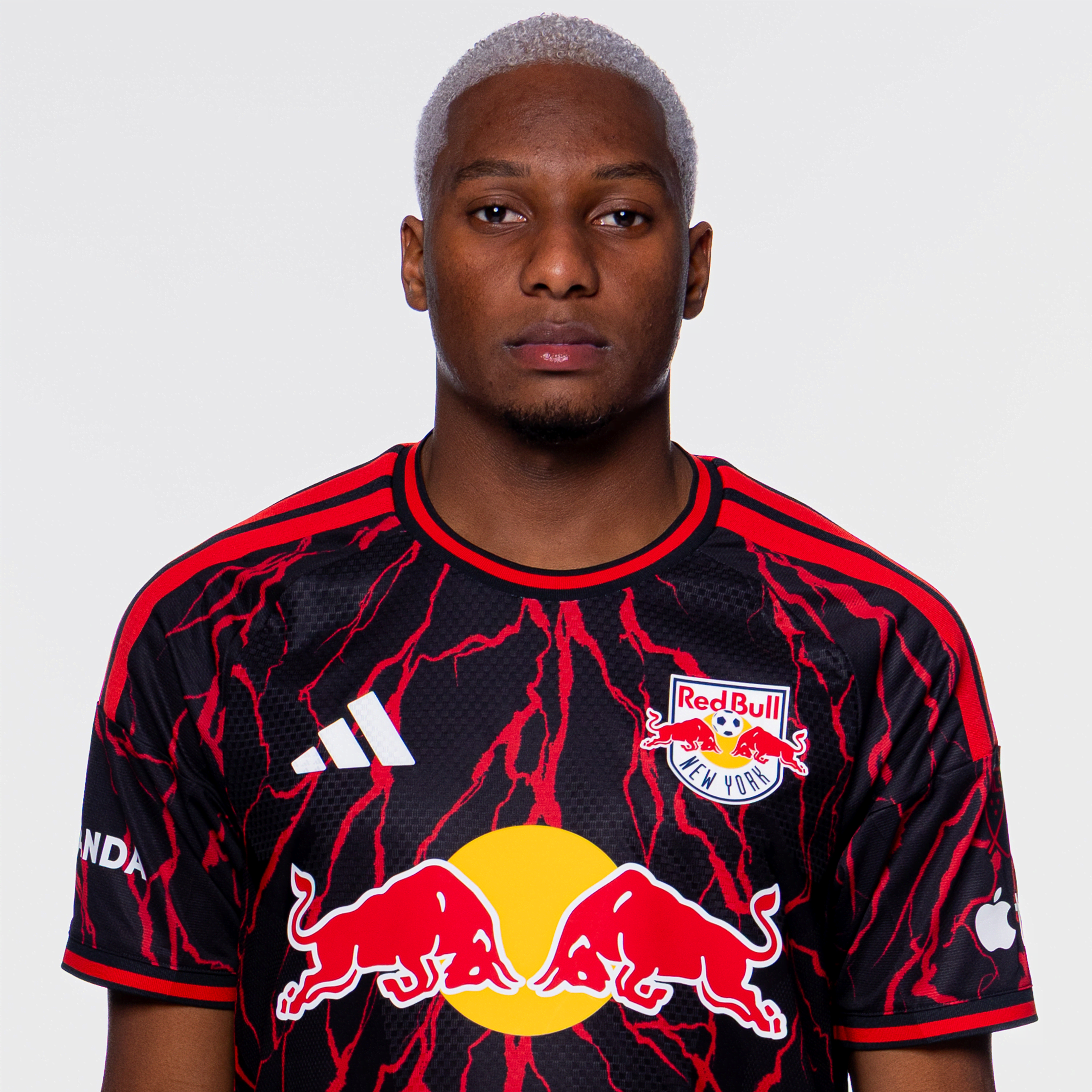 Red Bull New York defender Juan José Mina poses for a portrait.