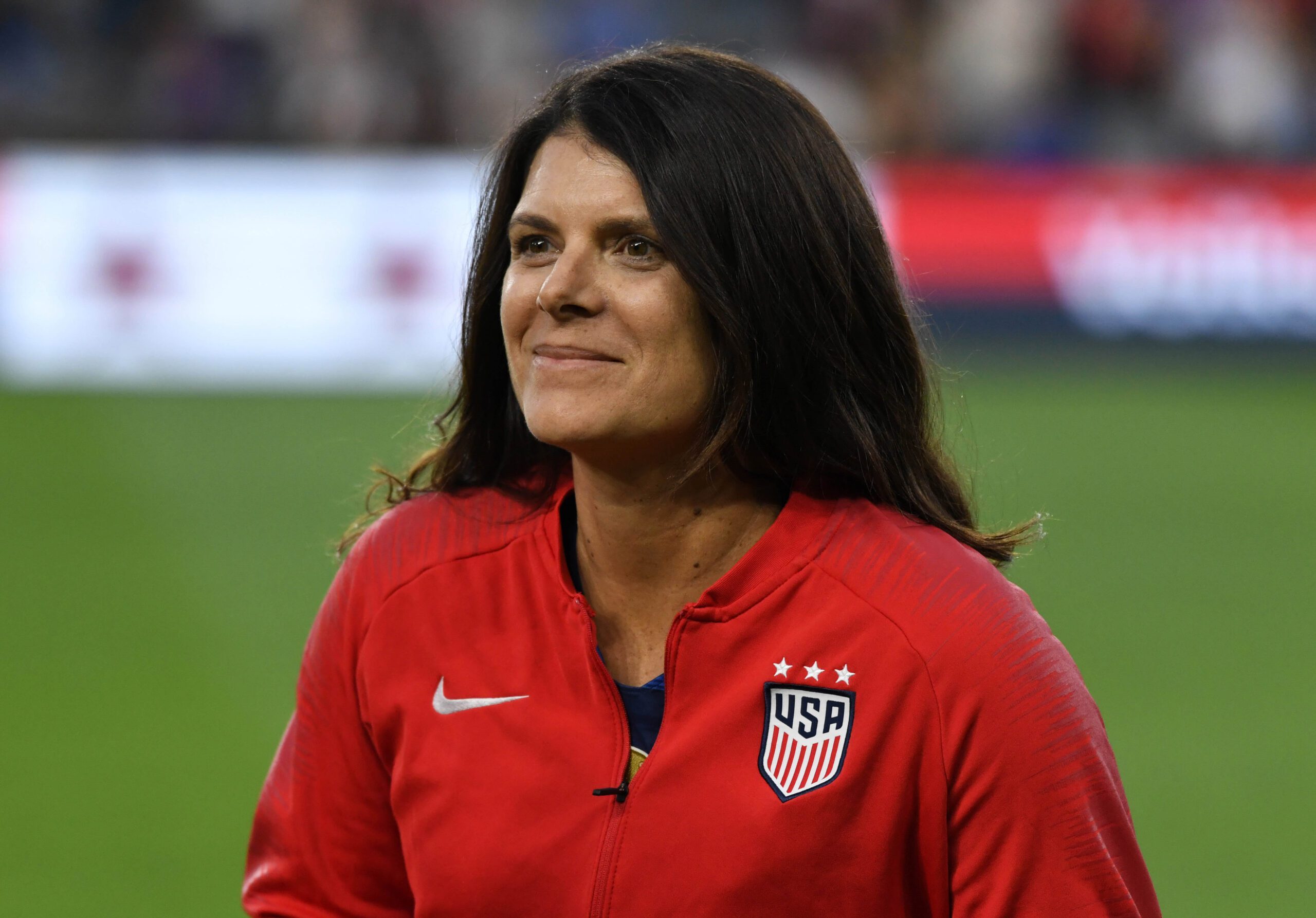 Former United States women's national team star Mia Hamm at Banc of California Stadium.