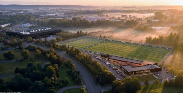 Rendering of the new Gotham FC training center. (Photo courtesy of Gotham FC/SHoP Architects)