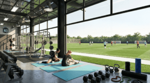 Rendering of the new Gotham FC facility's fitness center.