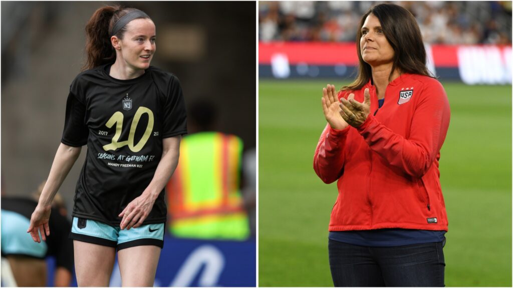 Gotham FC midfielder Rose Lavelle and former United States women's national team star Mia Hamm.