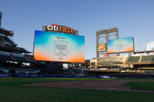 View of the Citi Field scoreboard ahead of the Queens Classic.