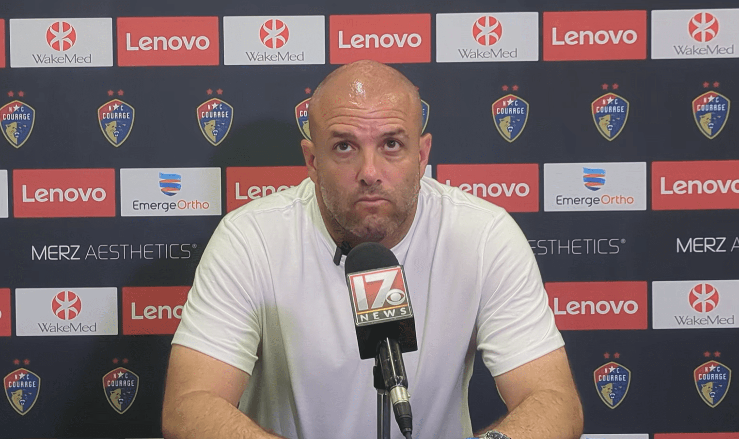 Sean Nahas speaks during a North Carolina Courage press conference.