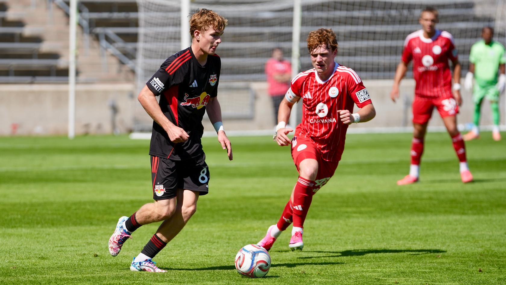 Red Bull New York II winger Benny Rodriguez in MLS NEXT Pro action.