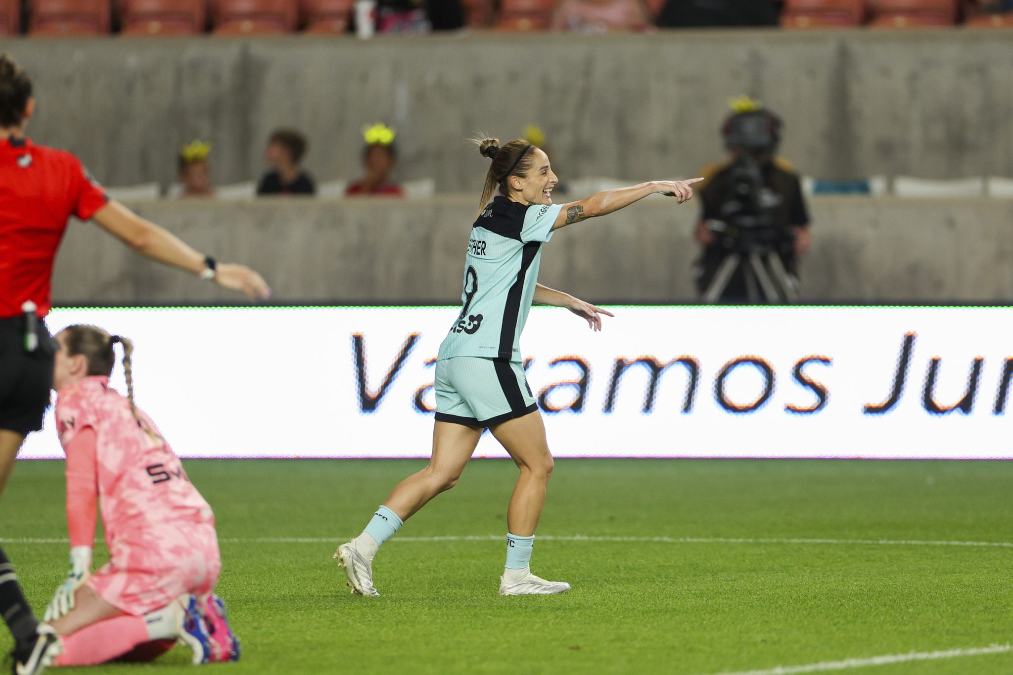Gotham FC forward Esther González celebrates her goal.