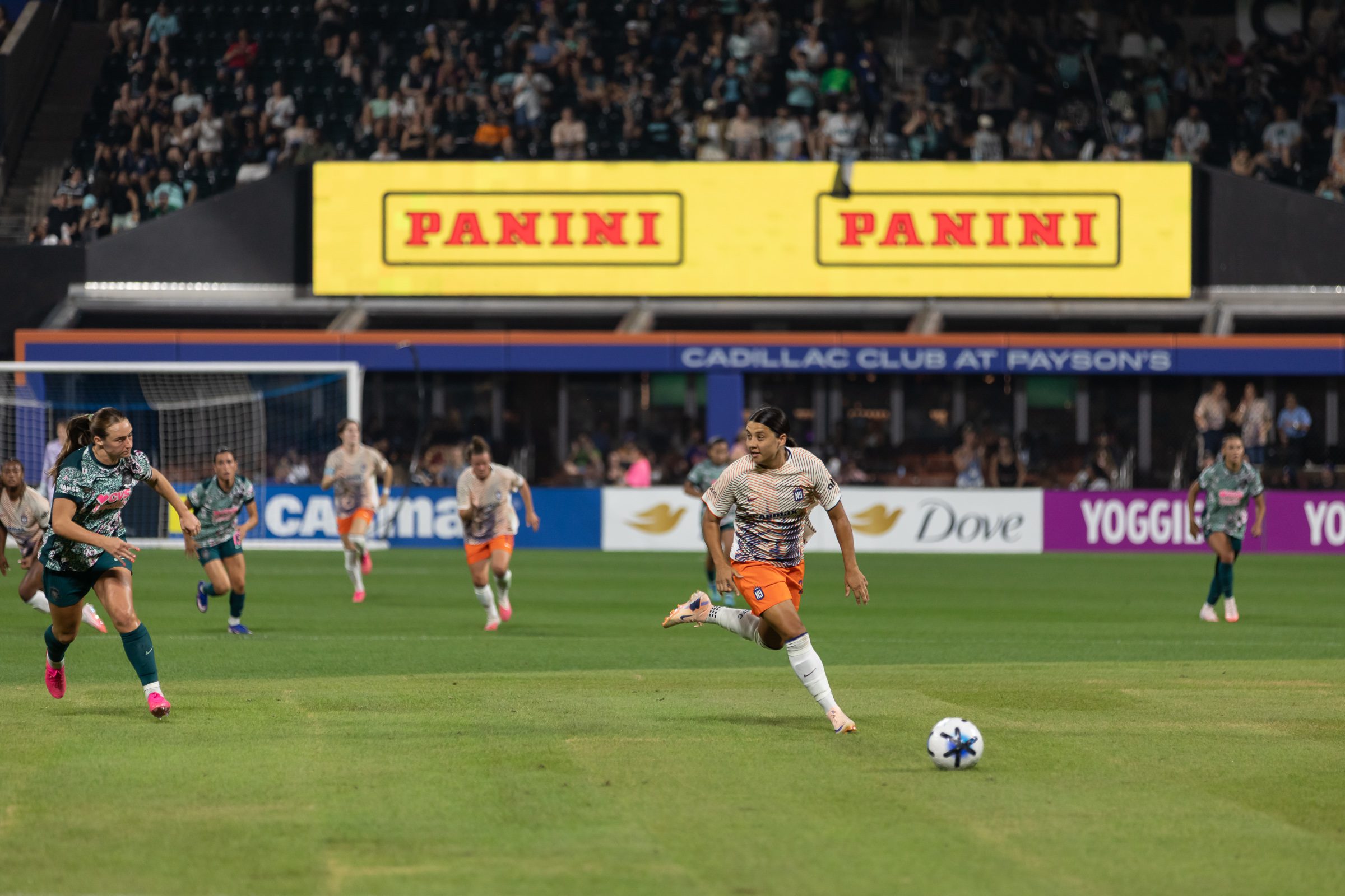 Gotham FC forward Sam Kerr performs a dribble.