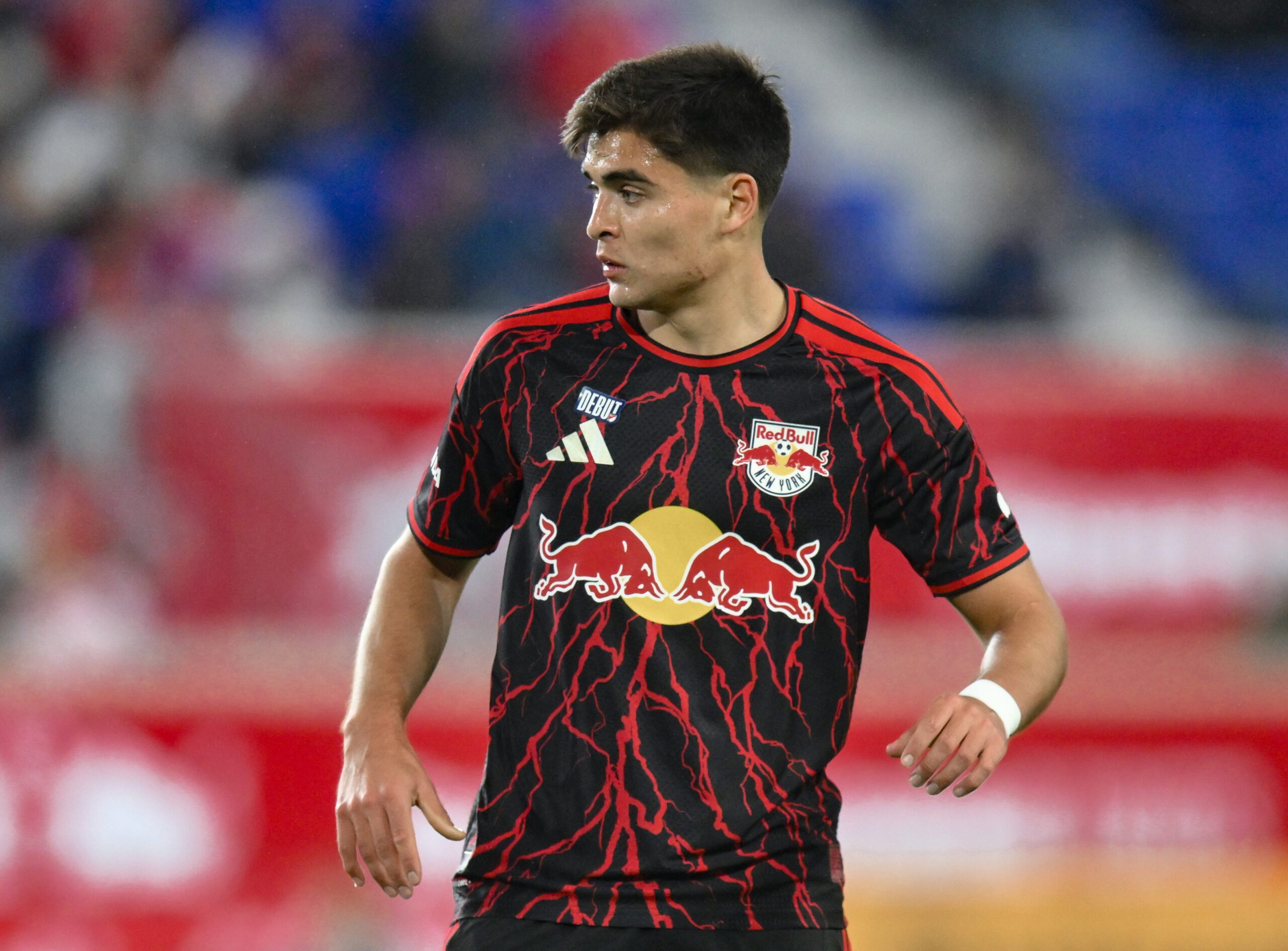 Red Bull New York midfielder Nehuén Benedetti during the second half against FC Cincinnati at Sports Illustrated Stadium.