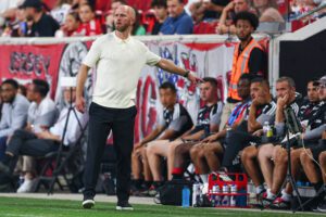 Red Bull New York head coach Michael Bradley reacts during the first half against the Nashville SC at Sports Illustrated Stadium.