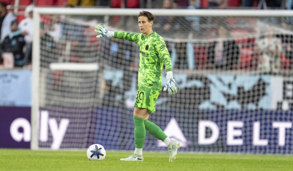 Goalkeeper Ann-Katrin Berger in action for Gotham FC.