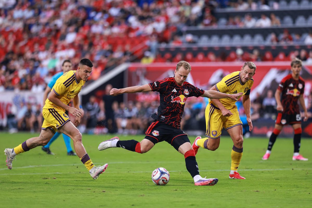 Midfielder Gustav Berggren in action for Red Bull New York.
