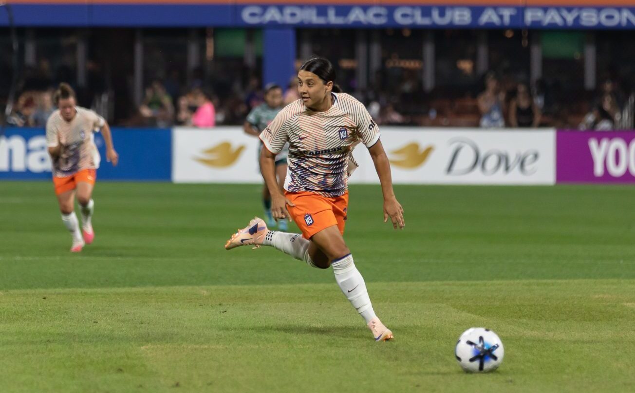 Gotham FC forward Sam Kerr performs a dribble.