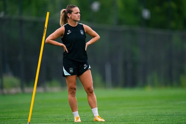 Gotham FC midfielder Meredith Speck stands during a training session.