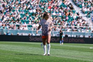 Gotham FC midfielder Meredith Speck looks on.