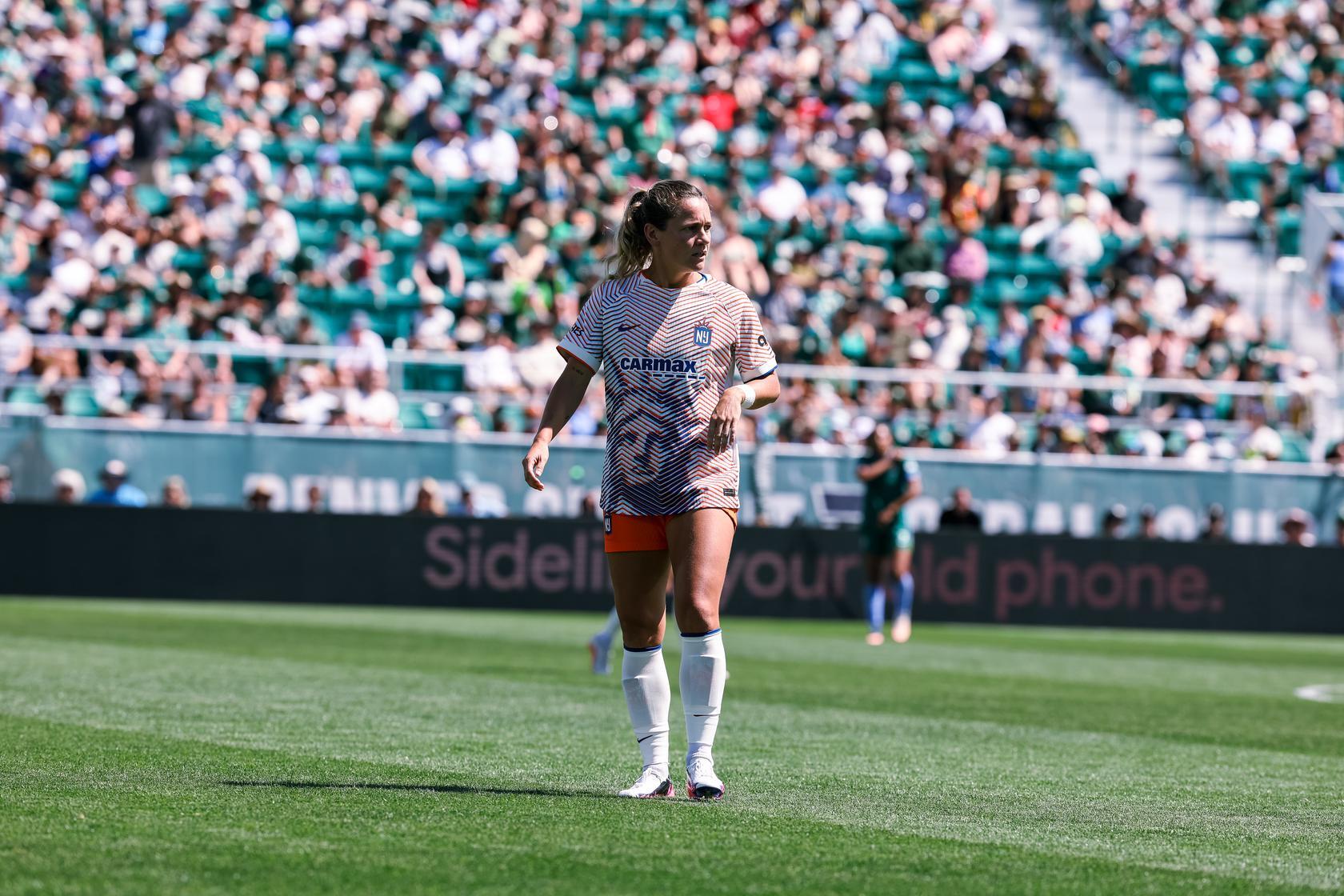 Gotham FC midfielder Meredith Speck looks on.