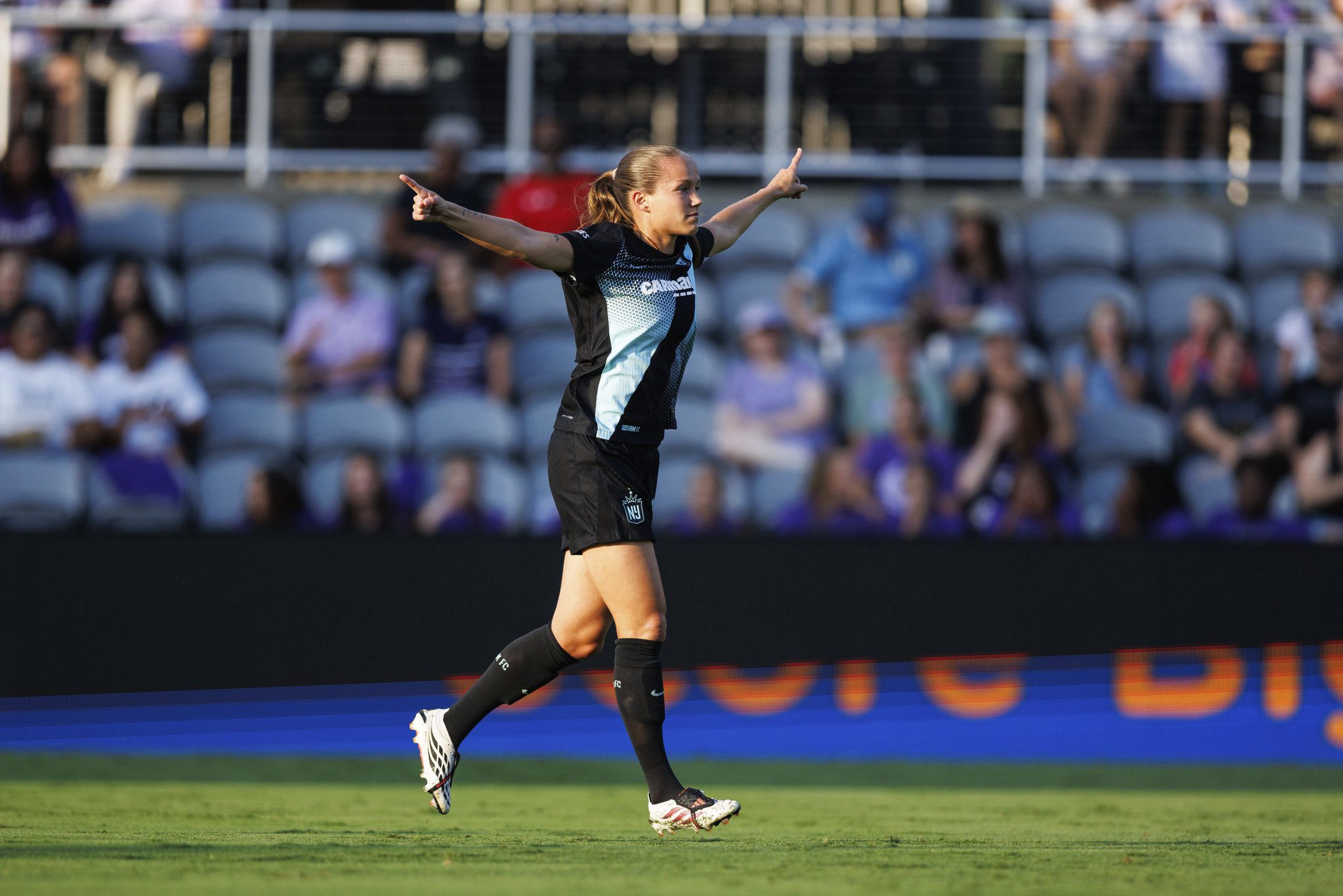 Gotham FC left-back Guro Reiten celebrates her goal.