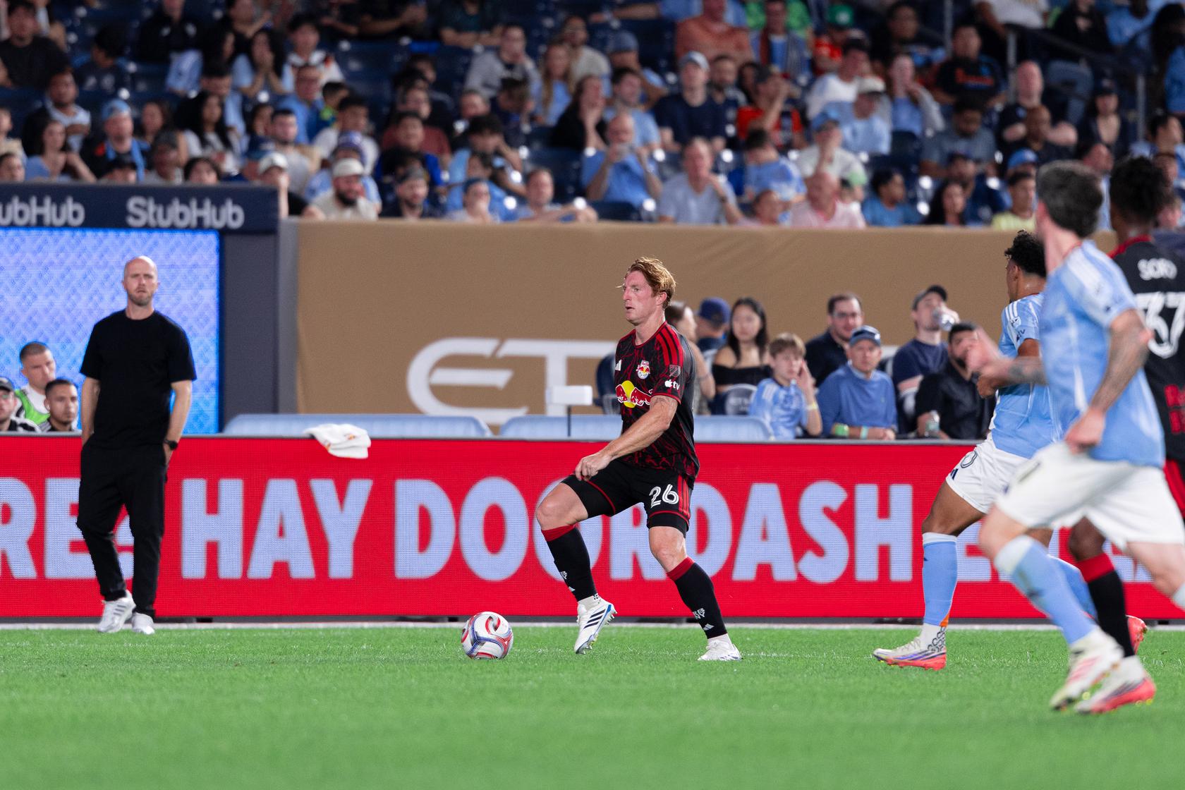 Tim Parker in action for Red Bull New York against rivals New York City FC.