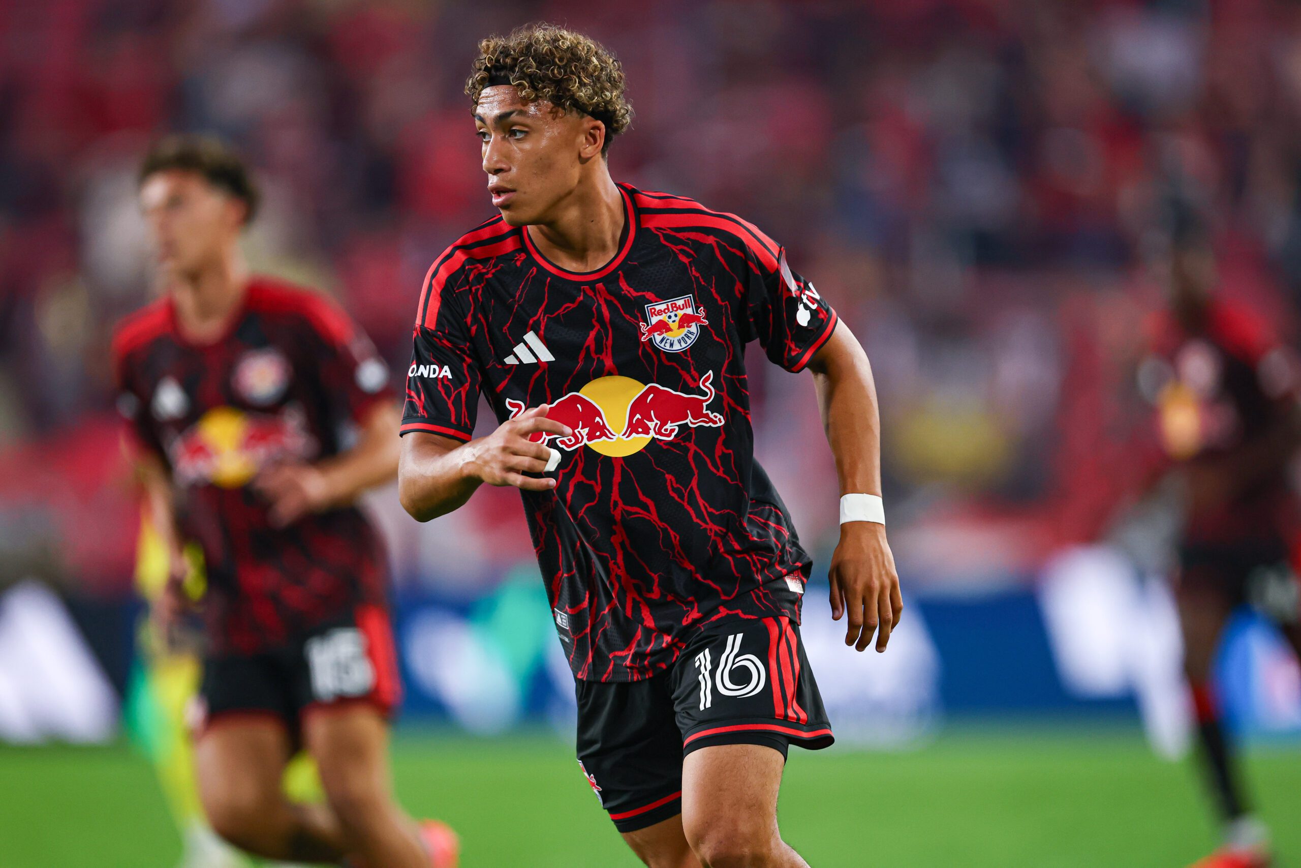 Red Bull New York forward Julian Hall makes a forward run.