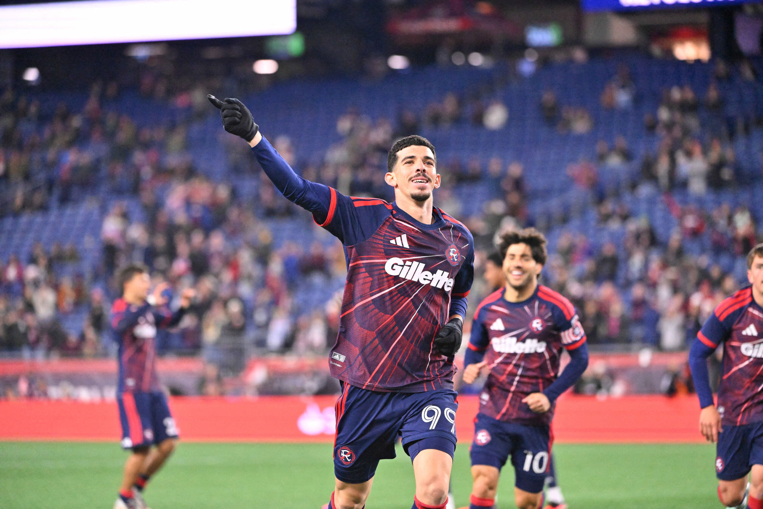 New England Revolution forward Dor Turgeman reacts to his goal during the first half at Gillette Stadium.
