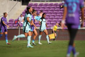 Gotham FC forward Midge Purce celebrates her goal against the Orlando Pride.